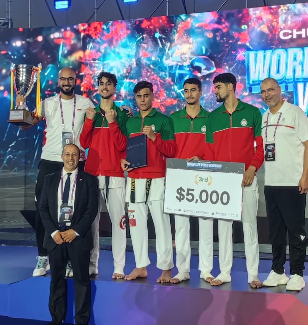المنتخب الوطني المغربي ذكورا للتايكوندو ينتزع الرتبة الثالثة خلال منافسات كأس العالم للفرق