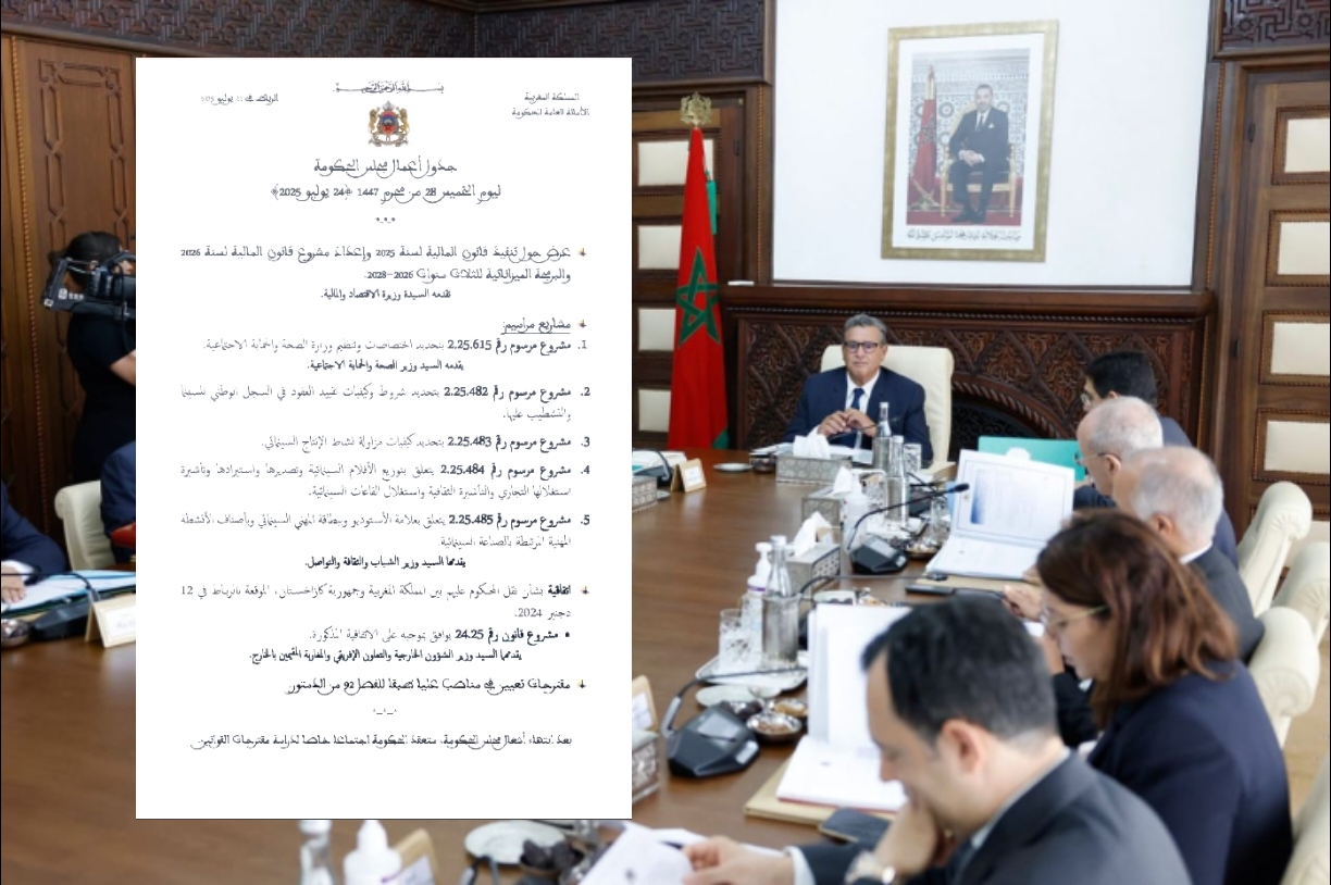 جدول أعمال مجلس الحكومة ليوم الخميس 24 يوليوز 2025